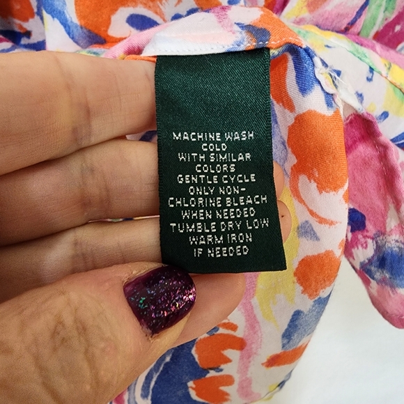 Lauren Ralph Lauren Blouse Abstract Floral Paisley Watercolor Pastel size 3X - Picture 4 of 7